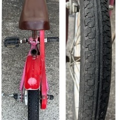 幼児　子供　自転車　14インチ　ピンク　赤　カゴ　ベル　スタンド　泥除けの画像