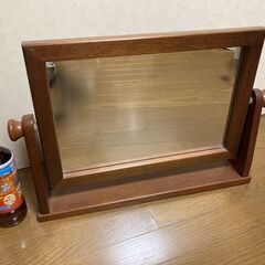 木製 卓上ミラー 鏡 大型 角度調整 持ち運び 化粧鏡 メイク ...