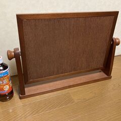 木製 卓上ミラー 鏡 大型 角度調整 持ち運び 化粧鏡 メイク 化粧ミラー★サイズ約：奥行9㎝×幅53.5㎝×高さ38.5㎝の画像