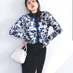 【美品】花柄ショート丈ニットカーディガン[cu389]（GRL）