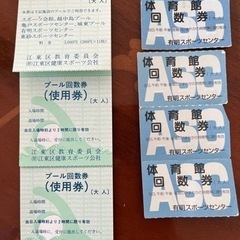 【差し上げます】有明スポーツセンター体育館回数券4枚&江東区プー...