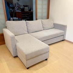 【超美品‼️】定価79,900円♪ ニトリ 214cm幅3人掛けカウチソファ《ノアーク》 ソファベッド 布張りグレー♪