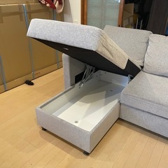 【超美品‼️】定価79,900円♪ ニトリ 214cm幅3人掛けカウチソファ《ノアーク》 ソファベッド 布張りグレー♪