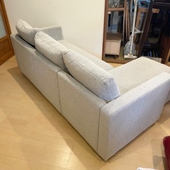 【超美品‼️】定価79,900円♪ ニトリ 214cm幅3人掛けカウチソファ《ノアーク》 ソファベッド 布張りグレー♪