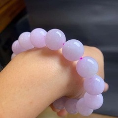 本翡翠ブレスレット　ピンクラベンダー　ミャンマー産　高品質 天然 無含浸無着色　可愛い　超大玉