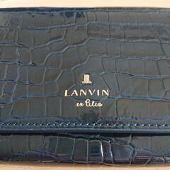 美品 LANVIN 紺 長財布 クロコダイル調 の画像