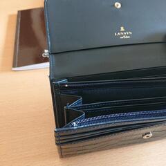 美品 LANVIN 紺 長財布 クロコダイル調 の画像