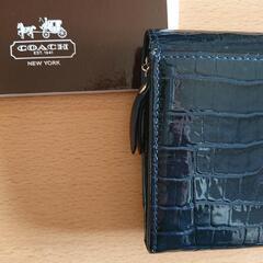 美品 LANVIN 紺 長財布 クロコダイル調 の画像