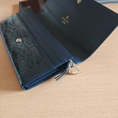美品 LANVIN 紺 長財布 クロコダイル調 の画像