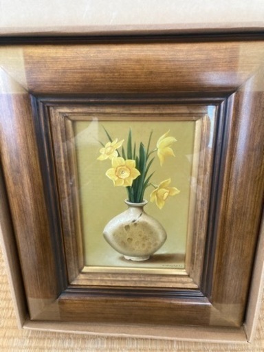 絵画　宇佐美透「水仙」油絵　交渉可