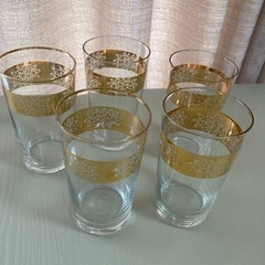 昭和レトロ　花柄のグラス5個セット