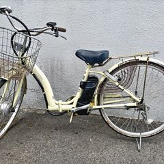 【中古】電動アシスト自転車 26インチ 折りたたみ 自転車アイボリー