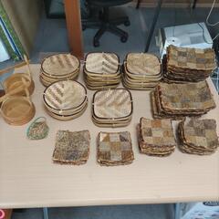 竹細工の小皿小ざる