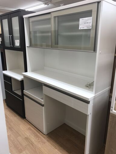 ★ジモティ割あり★ NITORI 食器棚 ホワイト H190×W140×D50 クリーニング済み KJ1575