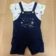 【美品】半袖カバーオール　80