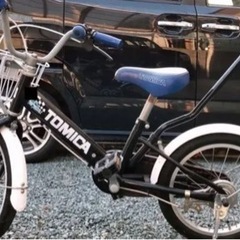 【美品】*.+゜トイザらス限定❣️2箇所のみ新品（ﾊﾟﾅｿﾆｯｸ）/*.+ 補助輪付き★トミカ/自転車★黒★16㌅ の画像