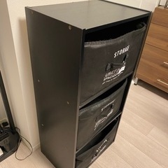 【本日無料】箱付き 三段カラーボックス 黒の画像