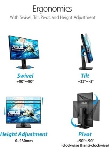 ASUS ゲーミングモニター VG278QR 27インチ/フルHD/0.5ms/165Hz/G-SYNC Compatible/FreeSync/HDMI,DP,DVI