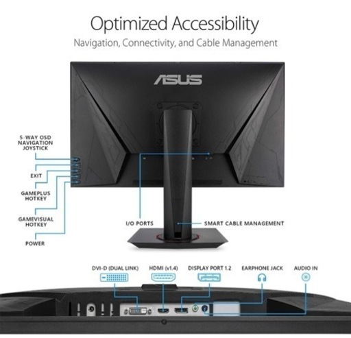ASUS ゲーミングモニター VG278QR 27インチ/フルHD/0.5ms/165Hz/G-SYNC Compatible/FreeSync/HDMI,DP,DVI