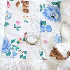 新品　ベアフラワーハーネス&リードセット　ホワイト　白　くまさん　お花柄　小型犬　チワワ　トイプー　パピー　お散歩ハーネスの画像