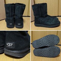 UGG　アグ　オーストラリア　クラシックショート　ムートンブーツ　ブラック　黒　US7　24cmの画像