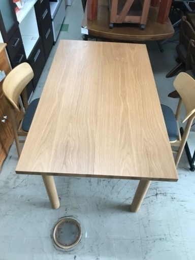 K2303-375 無印良品　ダイニングテーブル　チェア2脚セット　傷、汚れあり