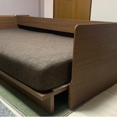 ニトリ　スライド式ソファベッド　ブラウン　（受付終了）の画像