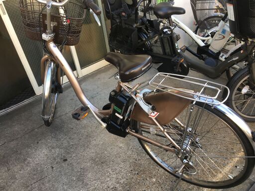 地域限定送料無料　ブリヂストン　フロンティア　新基準　9,6AH　茶　ナチュラ　ビビ　神戸市　電動自転車