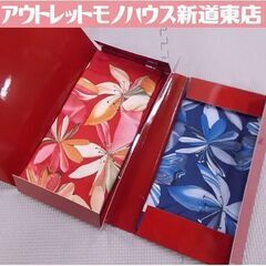 フェラガモ スカーフ 47cm 赤/青 2枚セット ミニスカーフ...