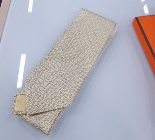 HERMES ネクタイ 5506 CHAMP H柄 イエロー系 CRAVATE 9.1 CMS TWILL シルク100% エルメス 