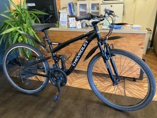 【CHEVROLET】サスペンション付き　3×6速　26インチマウンテンバイク　ブラック