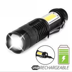 【ワンコイン①】手のひらサイズ LED懐中電灯+COB IPX4防水