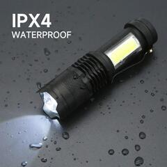 【ワンコイン①】手のひらサイズ LED懐中電灯+COB IPX4防水の画像