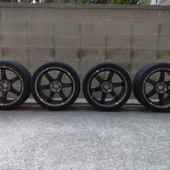 TE37SL １８インチ 9.5J ＋45 pcd100 5穴 4本 タイヤ付 BRZ ZN6 ZC6 ZD8 ZN8 86 GR86 