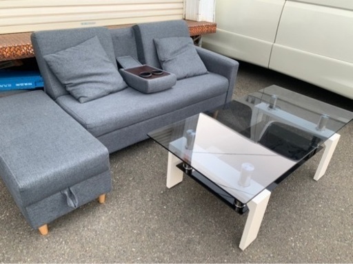5km以内配送無料　3人掛けソファー　テーブルセット