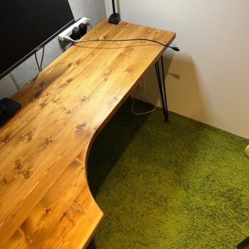 LOWYA】[幅140] L字デスク 天然木 無垢材使用 スチール脚