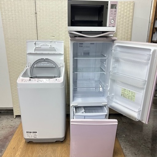 ?配達設置コミコミ?可愛いさくらピンク?家電3点セット✨SHARP☺️