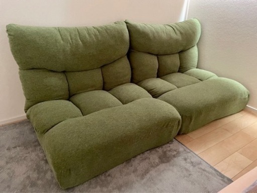 美品！*ニトリ*つながるポケットコイル座椅子 レガ グリーン