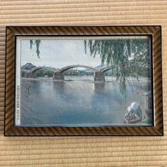 【希少】　早い者勝ち！錦帯橋　飾り絵　額縁付き　中国杭州都錦生絲...