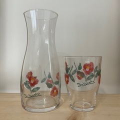 【未使用】片岡鶴太郎オリジナル カラフェ•グラスセット『椿』の画像