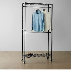 衣類用ダブルハンガーラック キャスター付き ブラック