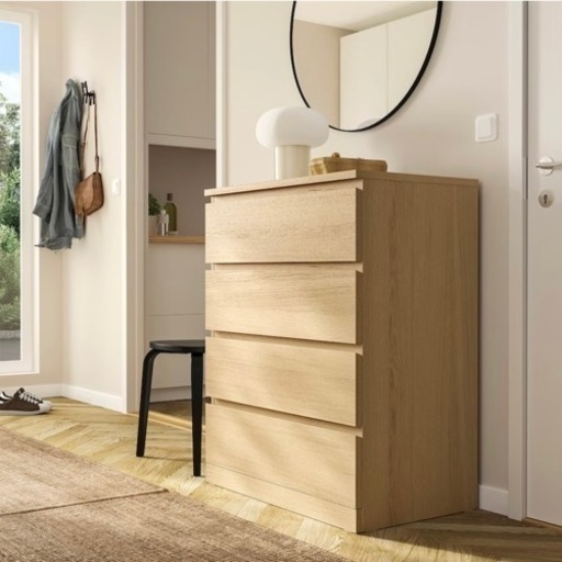 IKEA イケア　MALM マルム　4段チェスト　木目調