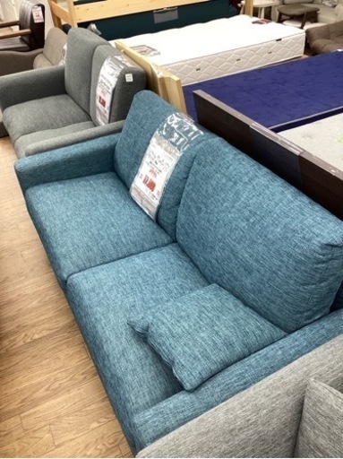 KC-23【新入荷　リサイクル品】ニトリ　Nポケット　2シーターソファ　ターコイズブルー