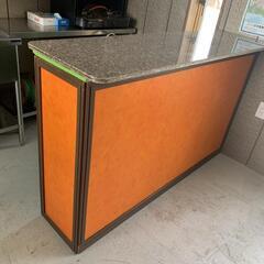 大理石カウンターテーブル 鍵付き収納付き 153x45x95(cm)