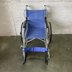 アルミ製 車椅子 自走式 介護用 ブルー ①の画像
