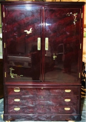 アンティーク 螺鈿細工 着物桐タンス 箪笥