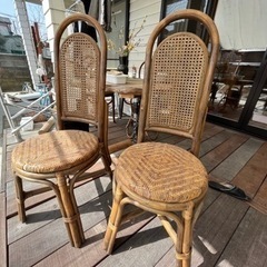 藤の椅子　２脚セットの画像