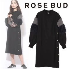＊ROSE BUD ローズバッド＊ 袖ファー裏毛ワンピース　