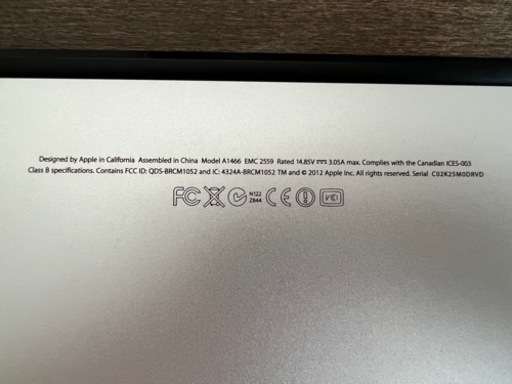 Apple MacBook air 2012 13インチ　A1466