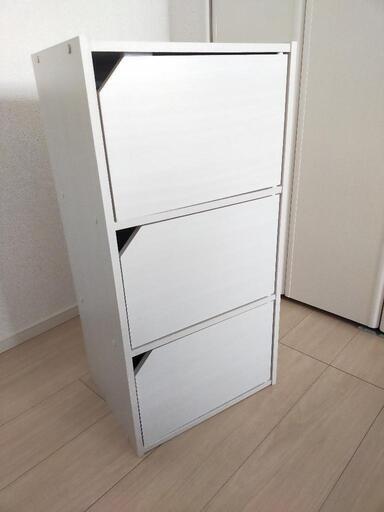 3段 カラーボックス 収納棚 扉付き